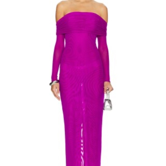 Bronx and Banco Monica Off The Shoulder Gown in Fuchsia - Picture 1 of 14
